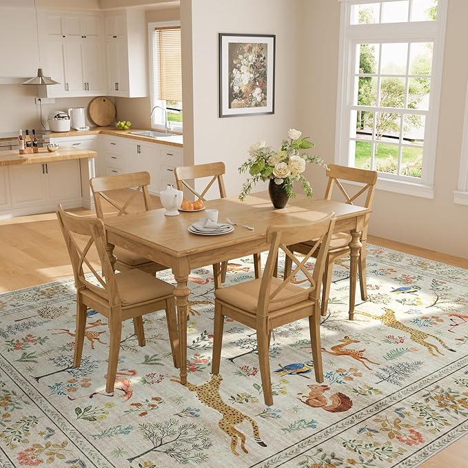 DUKINO 9x12 Rug, Washable Animal Living Room Rug - Image 6