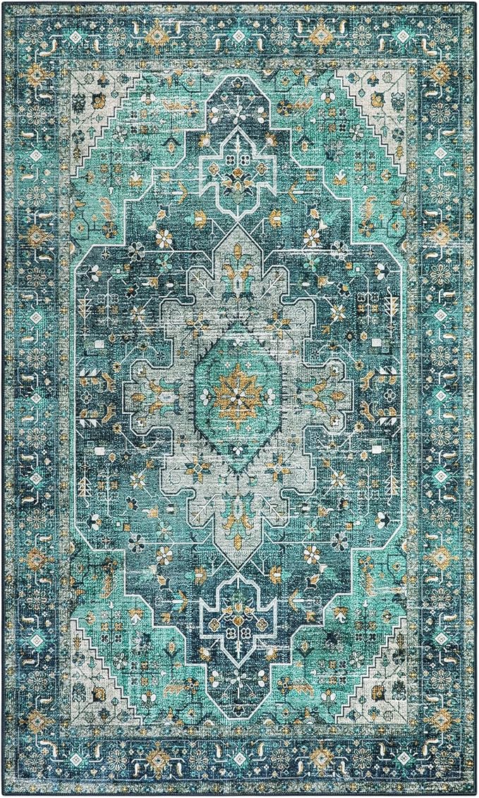 Moynesa Ultra-Thin Washable Vintage Area Rug - Image 8