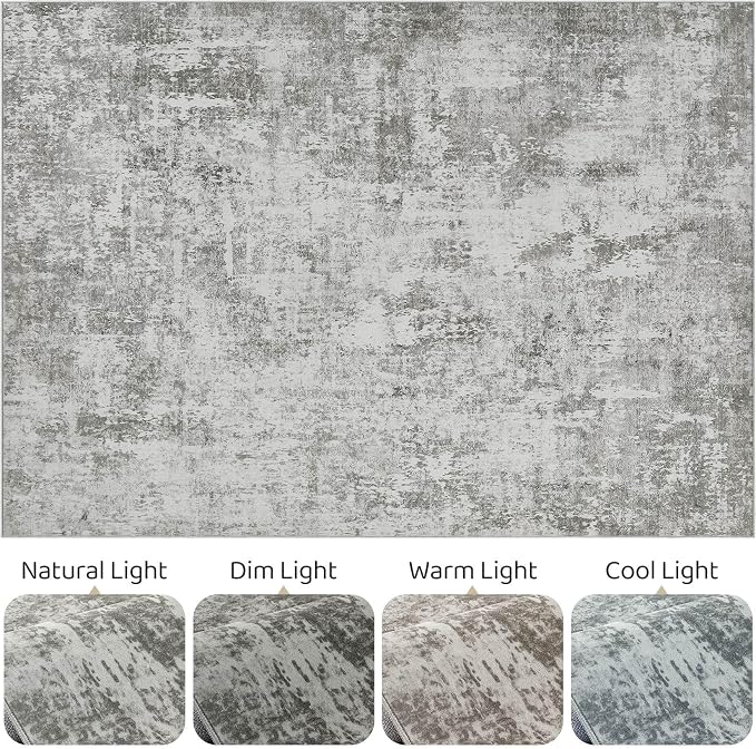 10x14 Area Rugs Living Room: Washable Large Abstract Neutral Modern Soft Rug - Image 9