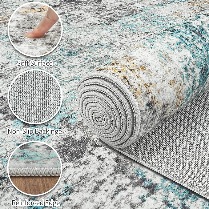 Area Rugs 8x10 Living Room: Large Soft Washable Rug Modern Abstract Anti-Skid - Image 8