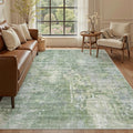 Soalmost Abstract Rug 5x7 Machine Washable Area Indoor Green Low Pile Non-Slip by Soalmost