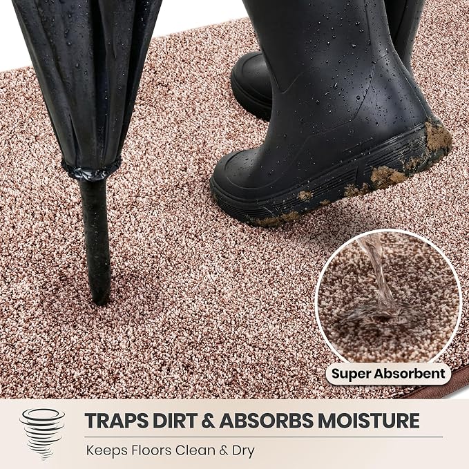 PURRUGS Dirt Trapping Door Mat 20" x 31.5", Non-Slip Machine Washable Entryway - Image 2