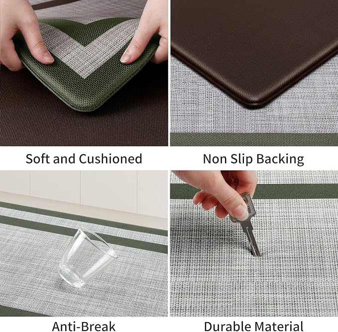 Mattitude Kitchen Mats Set of 2 Cushioned 0.47 inch Thick Rugs Non-Skid - Image 5