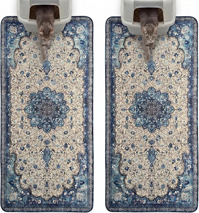 Hompet Cat Litter Mat 2 Pack, 24x60 Large Machine Washable Trapping Mats by Hompet