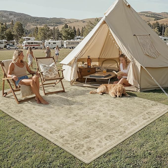 6x9 Easy Jute Neutral Area Rug Beige Vintage Indoor Outdoor Carpet Non-Slip - Image 3