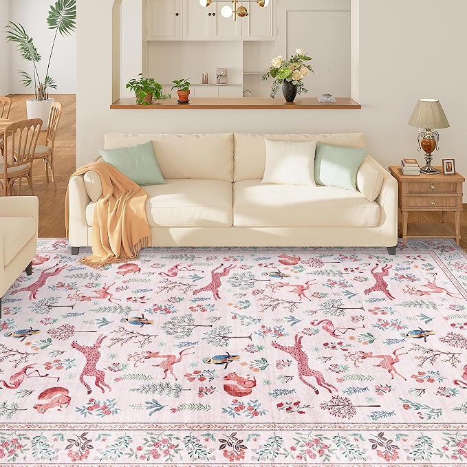 DUKINO 8x10 Rug, Washable Animal Living Room Rug - Image 4