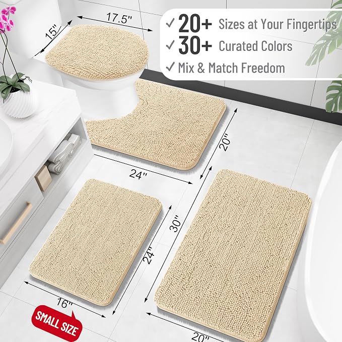 OLANLY Toilet Rugs U-Shaped 20x20, Extra Soft Absorbent Chenille Contour - Image 2