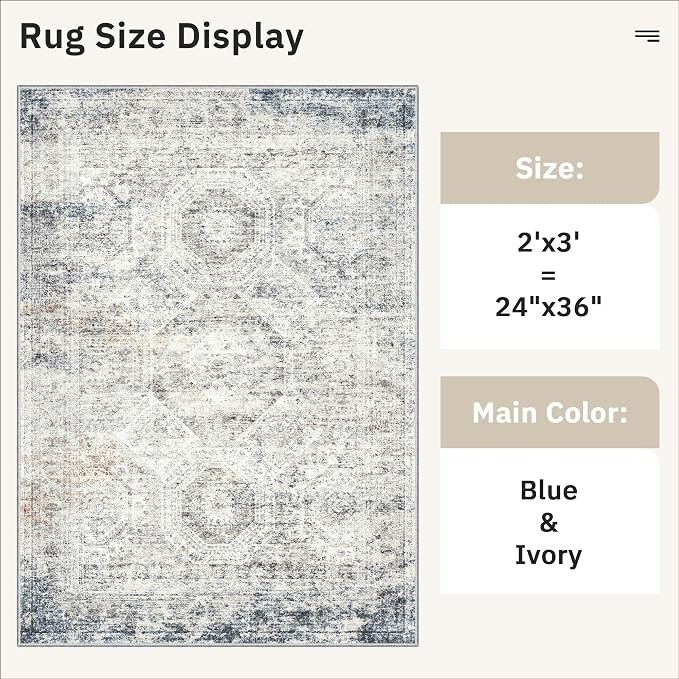 Soalmost 2x3 Washable Rugs for Kitchen, Powder Room Small Area Rug Non-Slip - Image 5