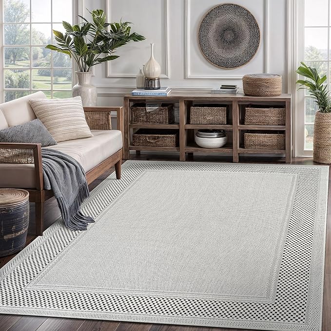 CAMILSON Easy Jute Rug 6x9, Indoor Outdoor Off-White Color Fiber Area Rugs - Image 4