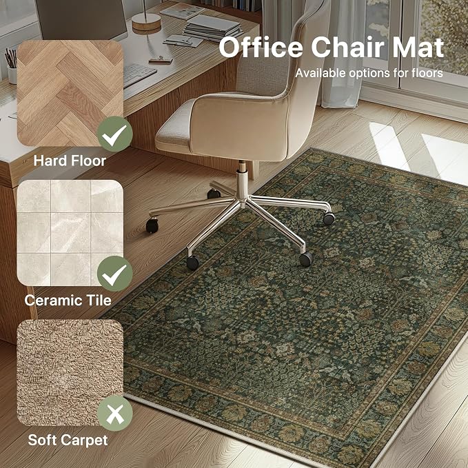 48"x60" Office Chair Mat for Hardwood Tile Floor, Under Desk Carpet Protector - Image 3