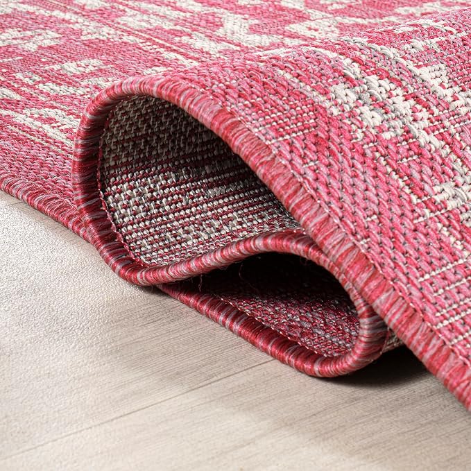 JONATHAN Y Boho Medallion Indoor Outdoor Area Rug 5X8 Fuchsia/Light Gray - Image 6