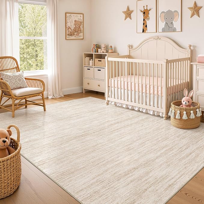 Nakagishi 6X8 Area Rugs Living Room: Washable Large Vintage Rug Neutral - Image 7