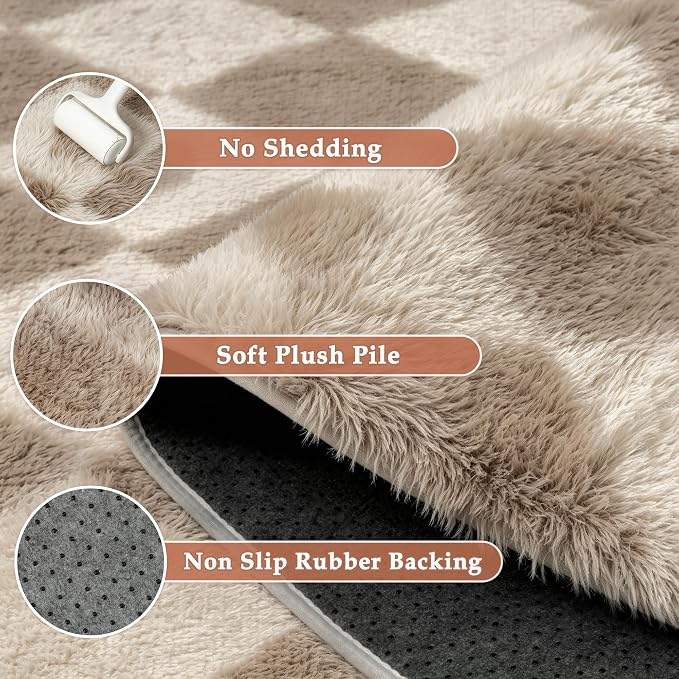 PureCozy Brown 8x10 Area Rug for Living Room Washable Non Slip Neutral Soft - Image 6