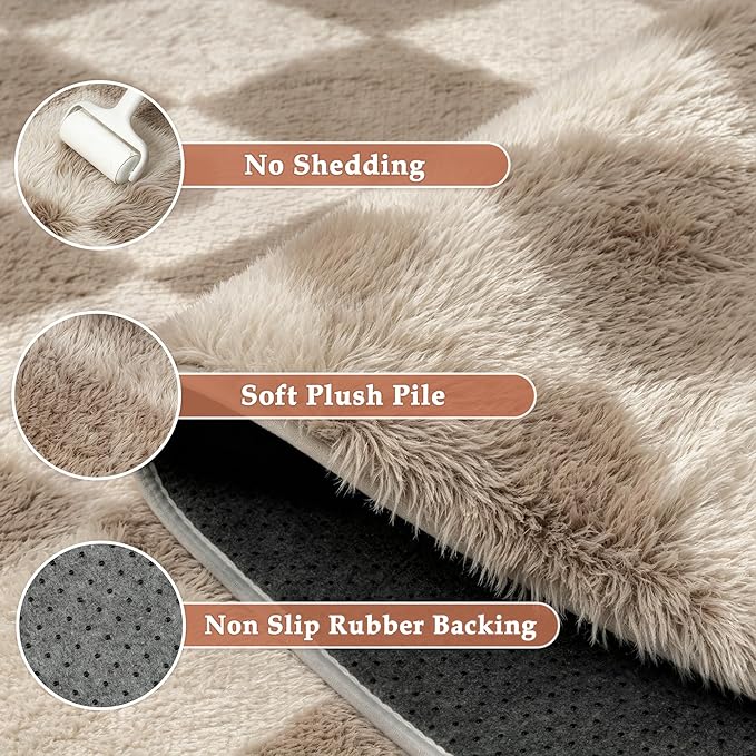 PureCozy Brown 5x8 Area Rug for Living Room Washable Non Slip Neutral Soft - Image 5