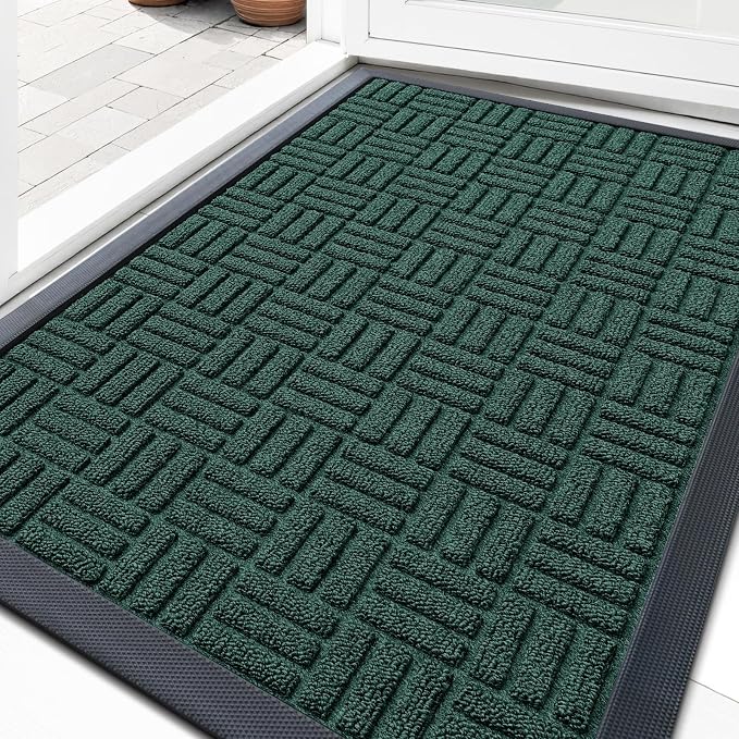 OLANLY Front Door Mat Outside Entrance 33x21, Heavy Duty Sturdy Natural Rubber by OLANLY