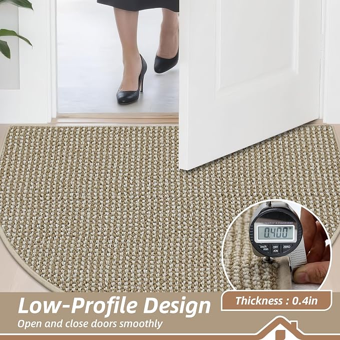 BEQHAUSE Dirt Trapper Door Mat 17" x 30" Half Circle Non-Slip Washable Doormats - Image 5