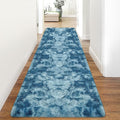 3x10ft Plush High Pile Blue Tie-Dyed Rug Fluffy Soft Runner Bedside Rug by TENNOLA