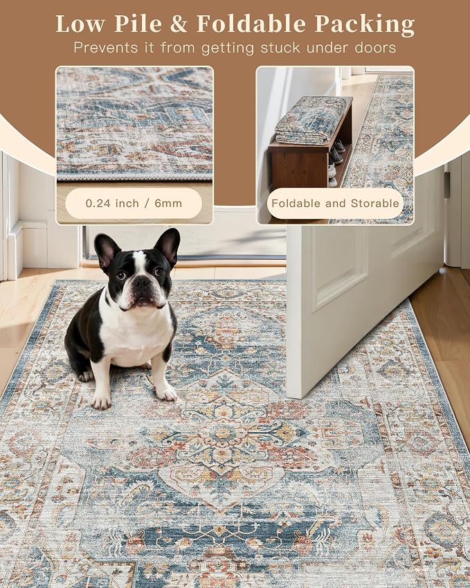 Madane Runner Rug 2x8, Washable Hallway Runner Rugs, Non-Slip Low-Pile Soft - Image 6
