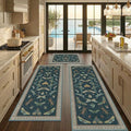 JTJ Botanical Insect Kitchen Rug Set of 3, Washable and Non-Slip Low Pile Floor by JTJ