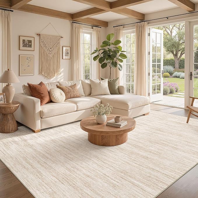 Nakagishi 7X9 Area Rugs Living Room: Washable Large Vintage Rug Neutral - Image 2