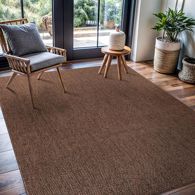 CAMILSON Easy Jute Rug 4x6, Indoor Outdoor Brown Color Fiber Area Rugs by CAMILSONIndoorOutdoorAreaRugs