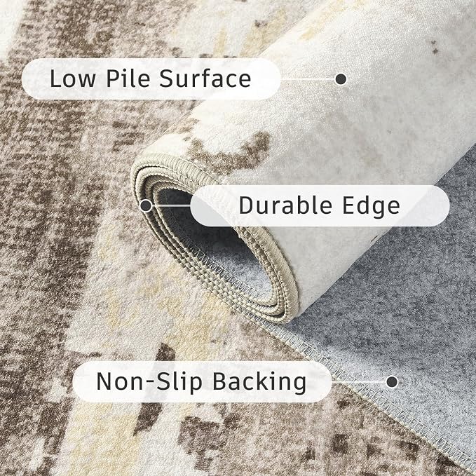 DCX Abstract Area Rug 8x10, Washable Brown Modern Rug - Image 8