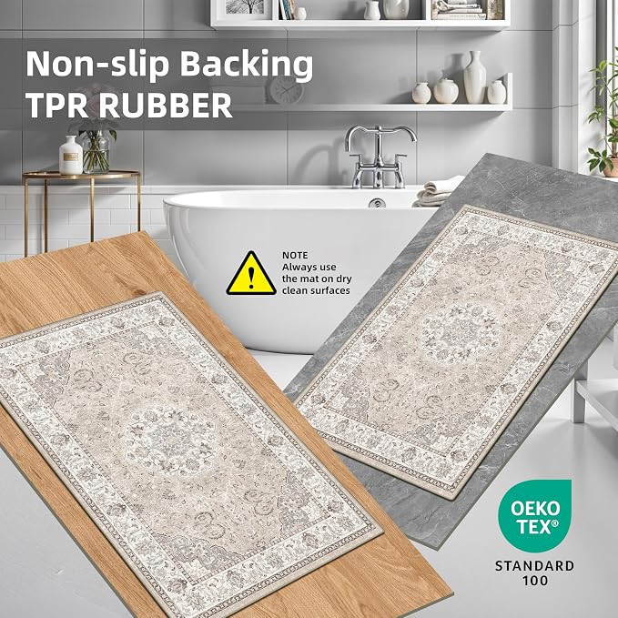 Washable Kitchen Rug Set of 3: Boho Non-slip Soft Stove Sink Mat Light Weight - Image 5