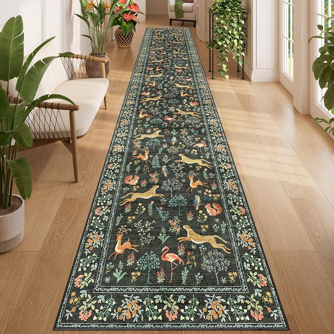 DUKINO 2x14 Runner Rug for Hallway, Vintage Non Slip Long Kitchen Rug by DUKINO