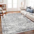CHAMPLANT Area Rug 9x12 Washable Gray Vintage Traditional Mat Distressed Indoor by CHAMPLANT