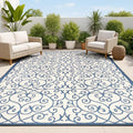 JONATHAN Y Vintage Filigree Indoor Outdoor Area Rug 8X10 Navy/Beige, Madrid by JONATHANY