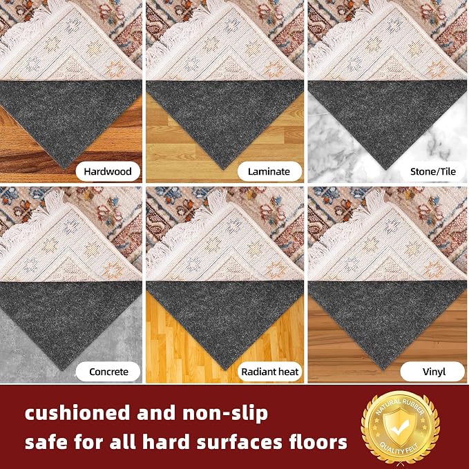 BAGAIL Felt and Natural Rubber Backing Rug Pads 3/8” Thick, 5 x 8 Ft Non Slip - Image 5