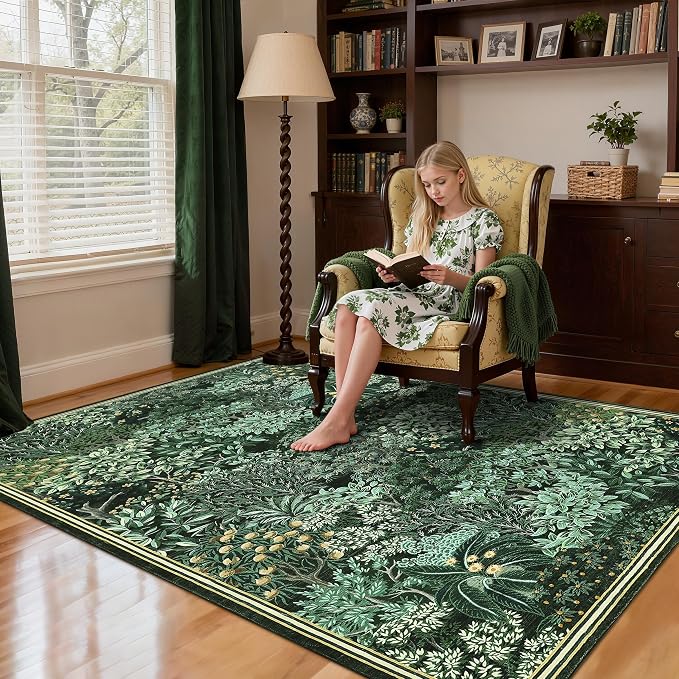 GarveeHome Forest Rugs 5x7, Botanical Low Pile Non Slip Stain Resistance - Image 3