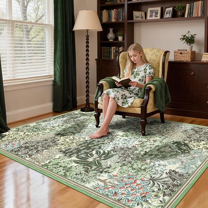 GarveeHome Forest Rugs 6x9, Botanical Low Pile Non Slip Stain Resistance - Image 9