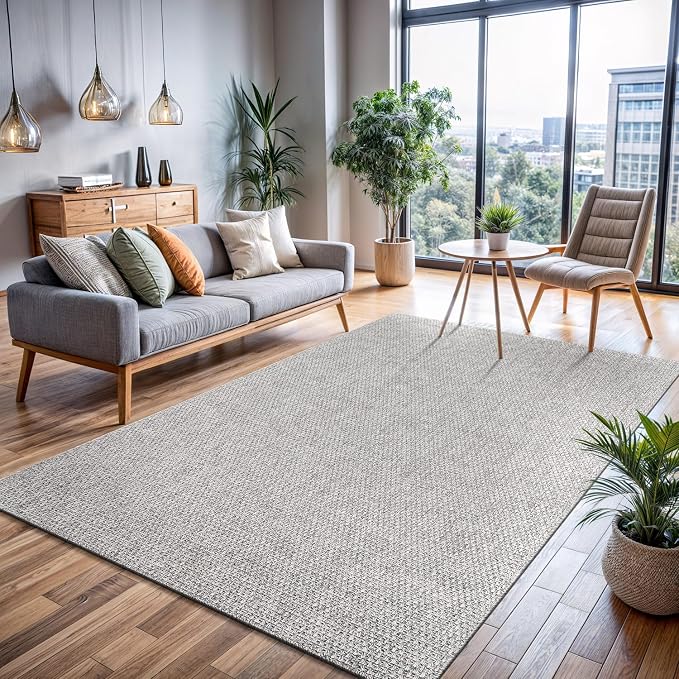 CAMILSON Easy Jute Rug 6x9, Indoor Outdoor Gray Color Farmhouse Area Rugs - Image 7