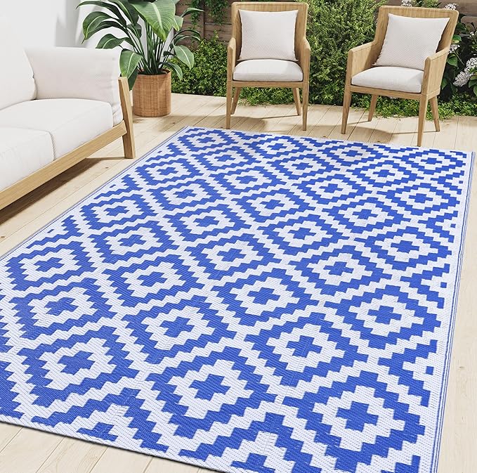 Smiry Waterproof Outdoor Rug 6x9 ft, Reversible Plastic Straw Patio Camping Rugs by Smiry