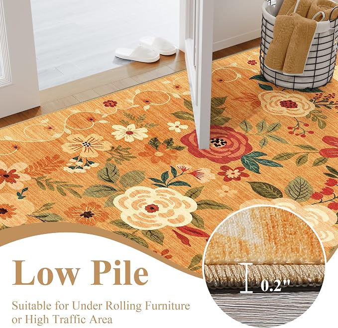 DUKINO Runner Rug for Hallway, 2.6x10 Washable Floral Long Kitchen Rug - Image 7