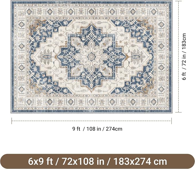 befbee 6x9 Area Rug for Living Rooms, Stain Resistant Neutral Washable Rugs for - Image 2