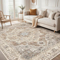 10x14 Washable Area Rug: Vintage Neutral Soft Non Slip Thin Large Floor Carpet by MICGEEK
