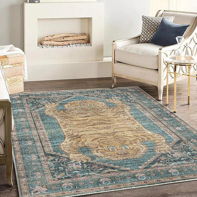 CHAMPLANT Washable Area Rug 3'x5' Vintage Traditional Floor Cover Foldable Thin - Image 2