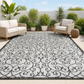 JONATHAN Y Vintage Filigree Indoor Outdoor Area Rug 6X9 Light Gray/Black by JONATHANY
