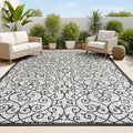 JONATHAN Y Vintage Filigree Indoor Outdoor Area Rug 3X5 Light Gray/Black by JONATHANY