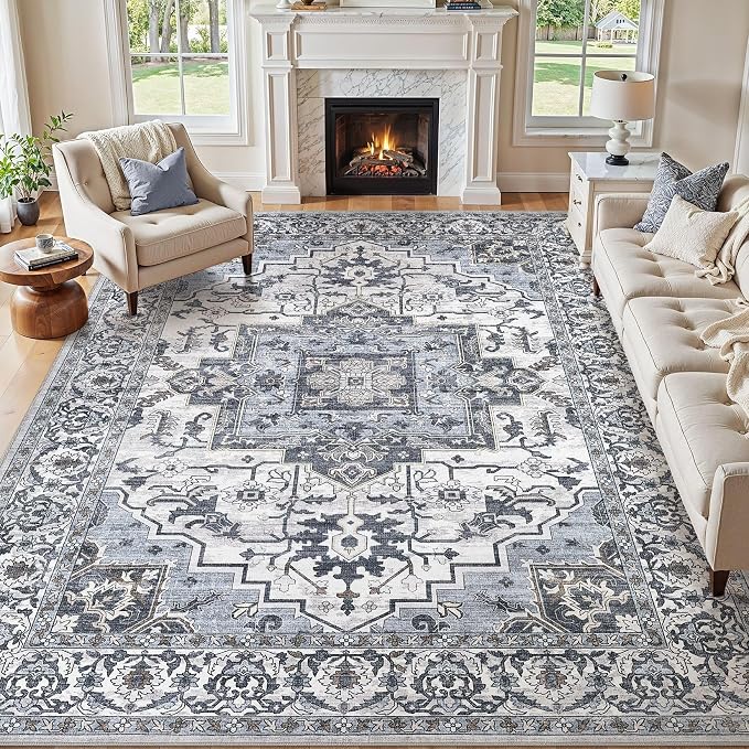 10x12 Area Rugs Living Room: Washable Vintage Rug Large Non-Slip Stain by JessibouAreaRug