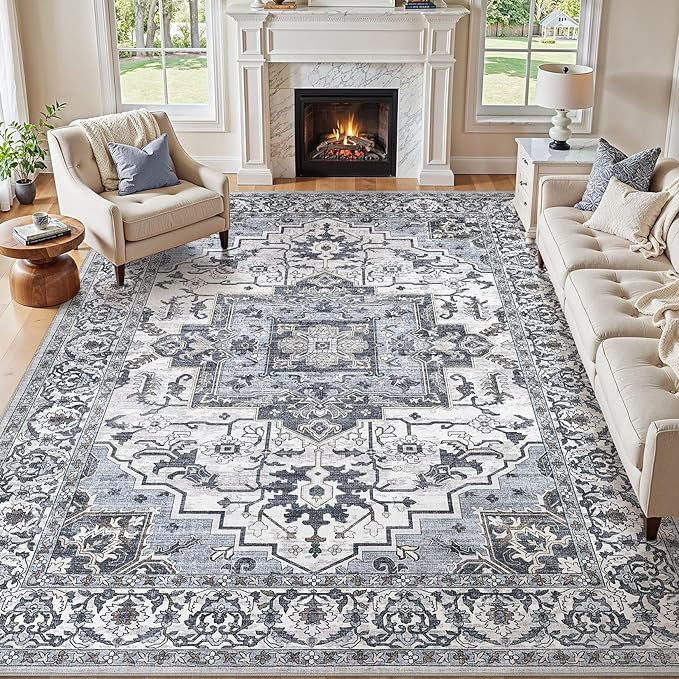 6x9 Area Rugs Living Room: Washable Vintage Rug Large Non-Slip Stain Resistant by JessibouAreaRug