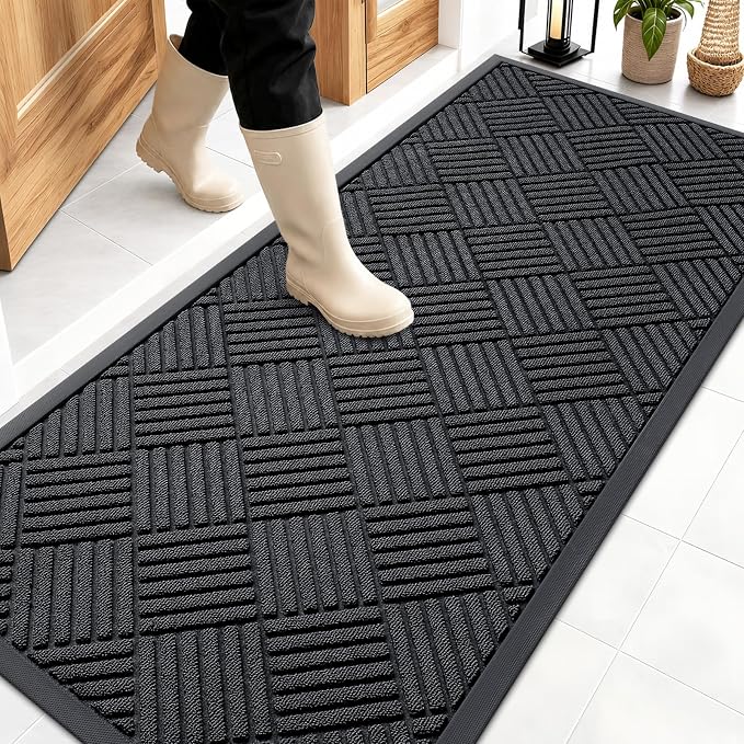 OLANLY Front Door Mat Outside Entrance 59x23, Heavy Duty Sturdy Natural Rubber by OLANLY