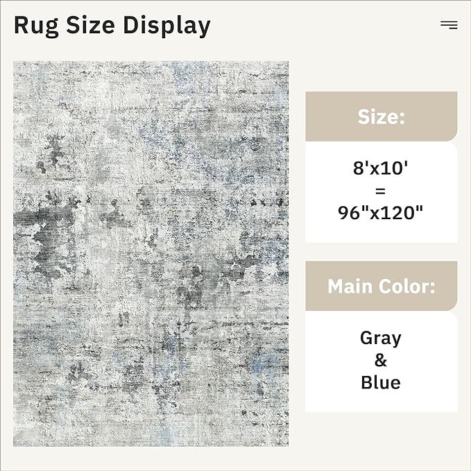 Soalmost Abstract Rug 8x10 Large Living Room Rugs Neutral Modern Washable Area - Image 5