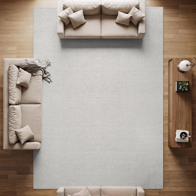 CAMILSON Easy Jute Rug 6x9, Indoor Outdoor Off-White Farmhouse Area Rugs - Image 8