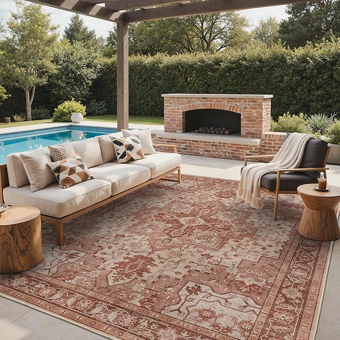 GENIMO Outdoor & Indoor Area Rug 9'x12', Waterproof, Non-Shedding, Easy Cleaning by GENIMO
