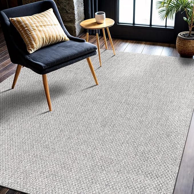 CAMILSON Easy Jute Rug 5x7 Indoor Outdoor Gray Farmhouse Area Rugs - Image 6