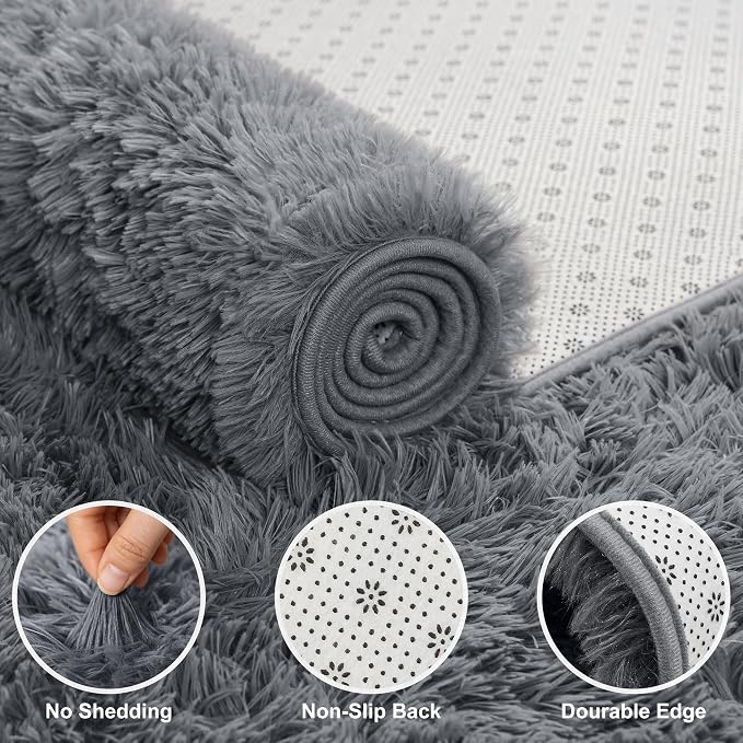 Shag Area Rugs for Bedroom Living Room, 4X6 Ultra Soft Fluffy Area Rugs for Dorm - Image 4