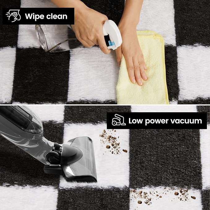 Super Soft Rug for Bedroom, 4x6 Ft Black and White Area Rug Classic Checkered - Image 3